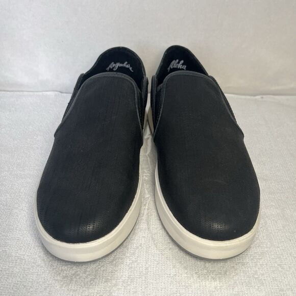 OluKai Kiihele Ili Slip In Shoes Casual Comfort Leather Black Women 7.5 - Picture 2 of 8